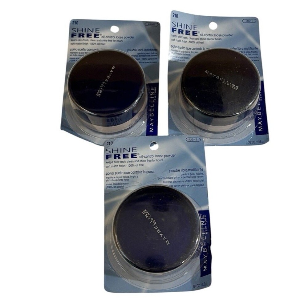 Maybelline Shine Free Oil Control Loose Powder Light # 210 Lot of 3 Original
